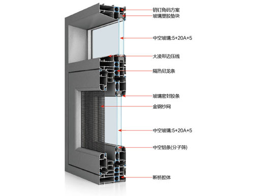 30X110雙隱斷橋平開窗